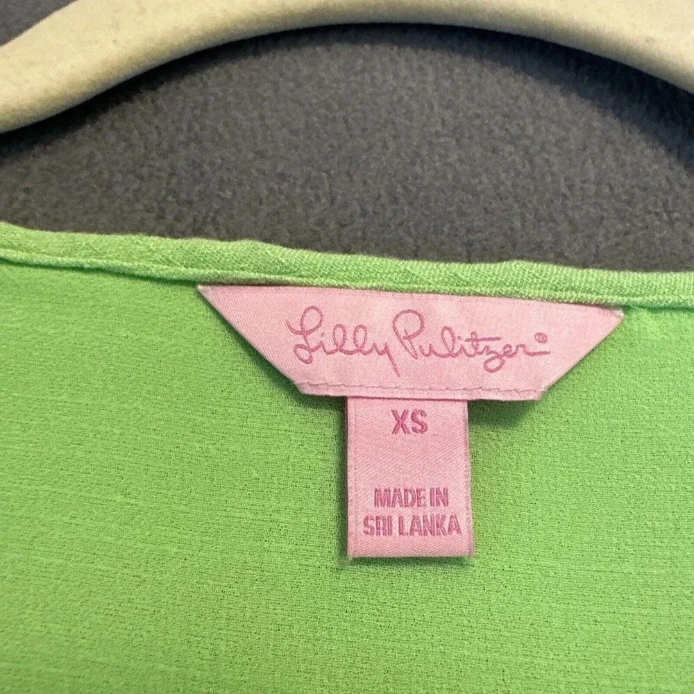 Lilly Pulitzer Amisa Top Mermaid Green Size XS Long Bell Sleeve Peasant Blouse - Picture 5 of 9